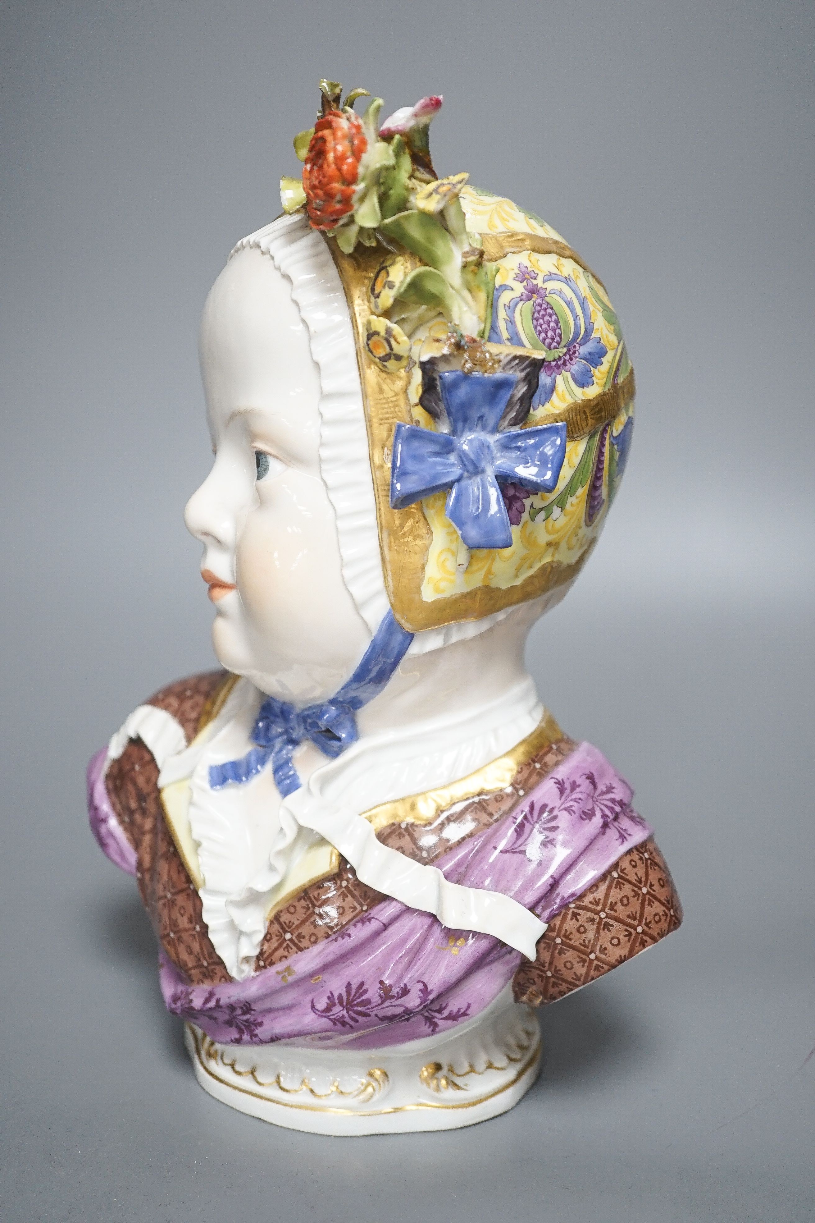 A Meissen porcelain bust of a Bourbon princess, late 19th century, 25cm